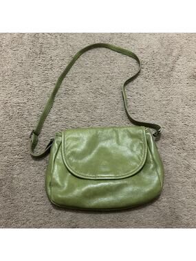 Brynn Capella Womens Purse Crossbody Hobo Olive Green Distressed Leather